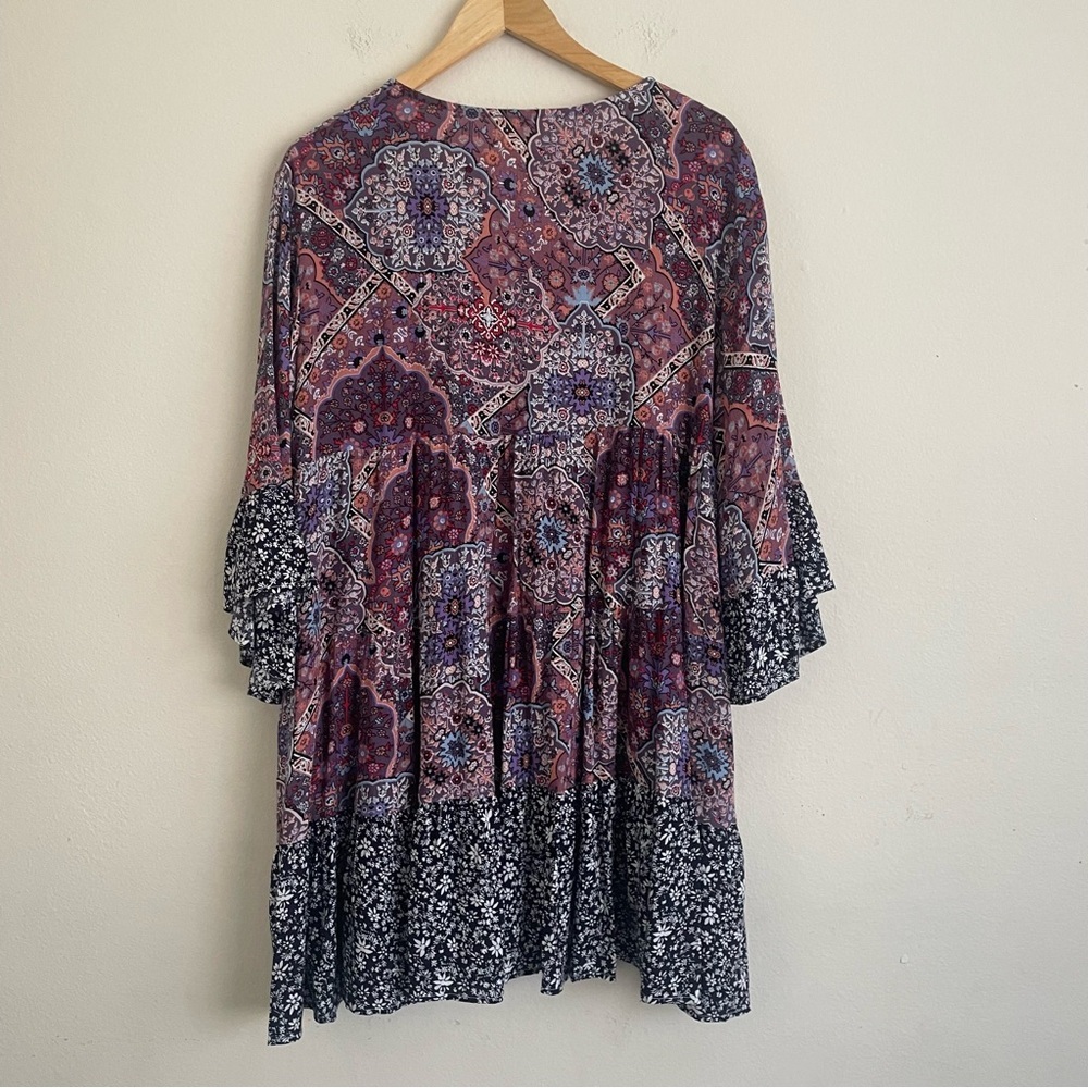 Easel Boho Patchwork Oversized Button Down Tunic … - image 6